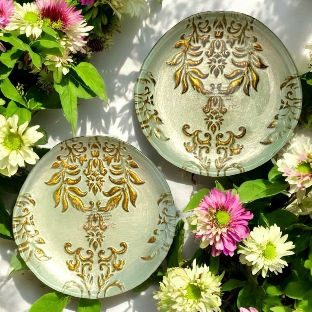 🌟HOST PICK🌟 NWT Set/2 Hand-Painted Glass Canapé Plates